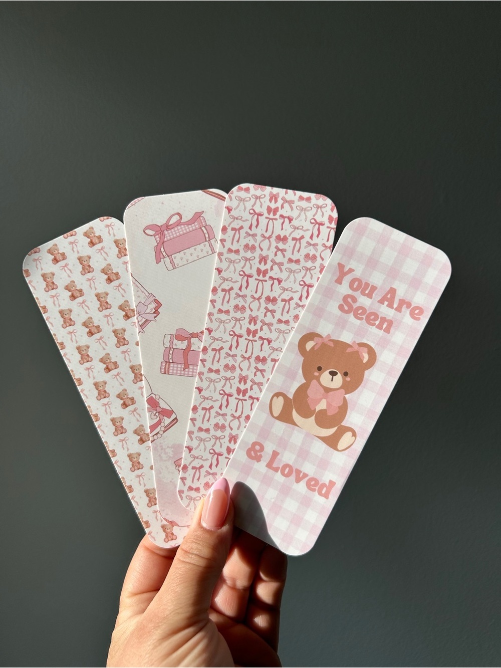 NEW Teddy Bear Pink Bookmark Set - 4 Pack